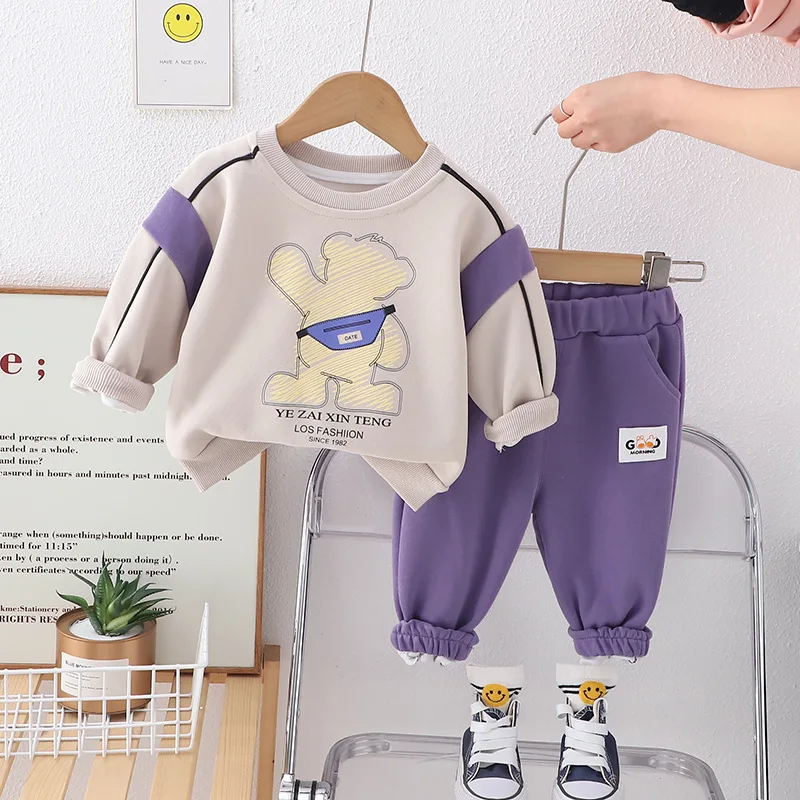 

Toddler Boys Outffit Set 2024 Spring Autumn Tracksuits for Kids Cartoon Pullover T-shirts and Pants 2PCS Baby Boy Infant Clothes