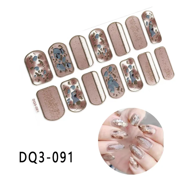 Korean Fashion Colorful 3D Glitter Sequins Nail Art Stickers Manicure DIY Nail Strips Wraps Solid Color DQ3-091