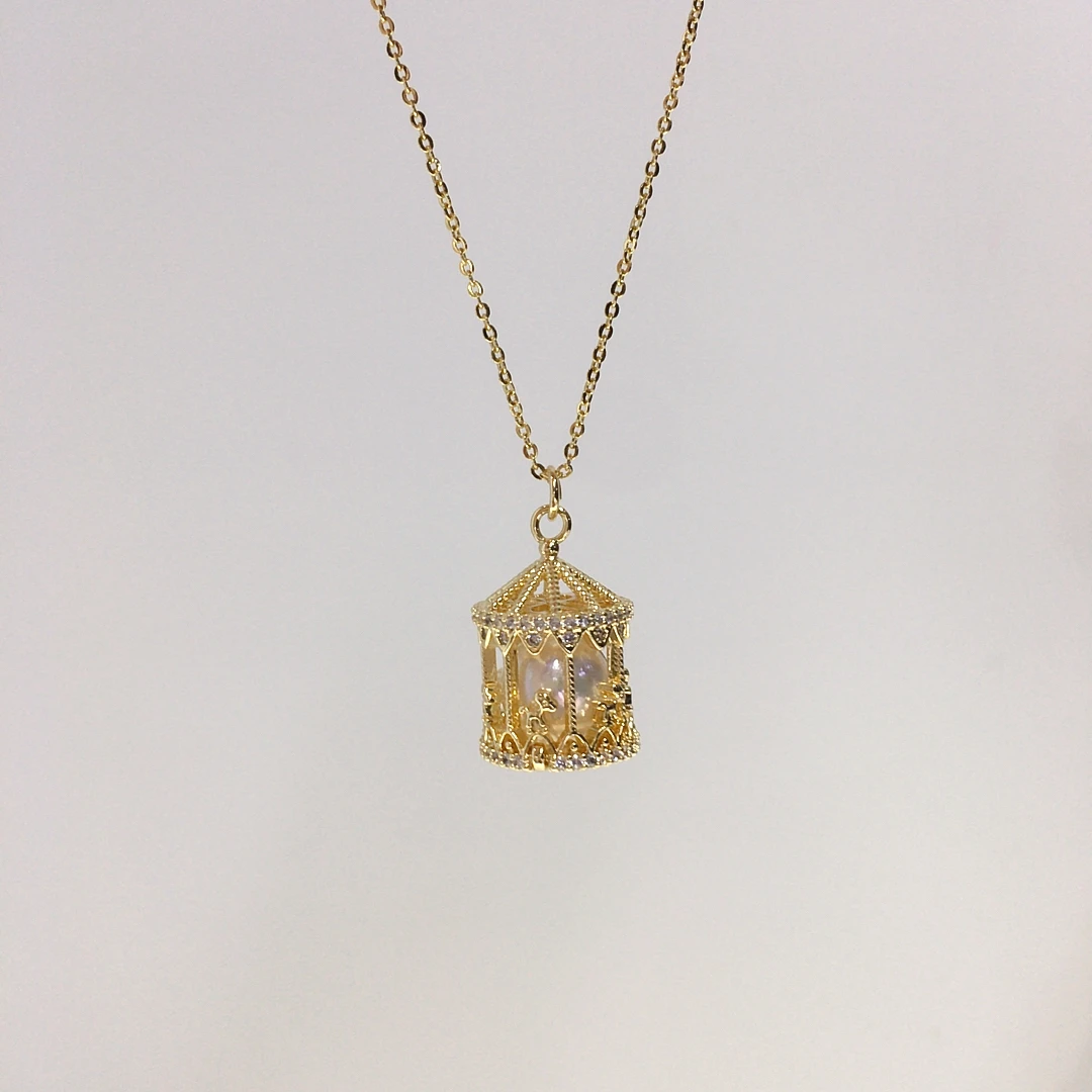 ZHBORUINI 2025, natürlicher Süßwasserperlen-Anhänger, geformt, barocke Perle, Karussell-Design, exquisiter Schmuck, Bankett-Geschenk für Frauen – Detail 8