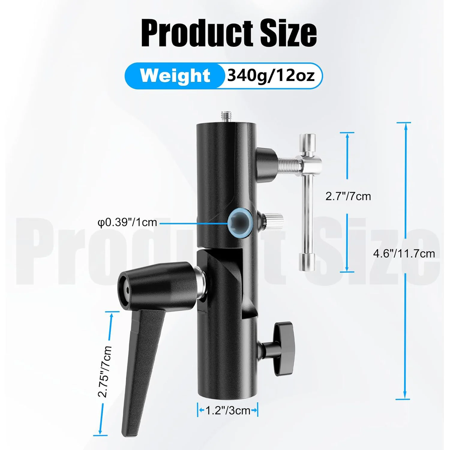 카메라 플래시 브래킷 H형 마운트(우산 홀더 포함), 180 ° 1/4 3/8 나사가 있는 회전식 조절식 금속 조명 스탠드 어댑터