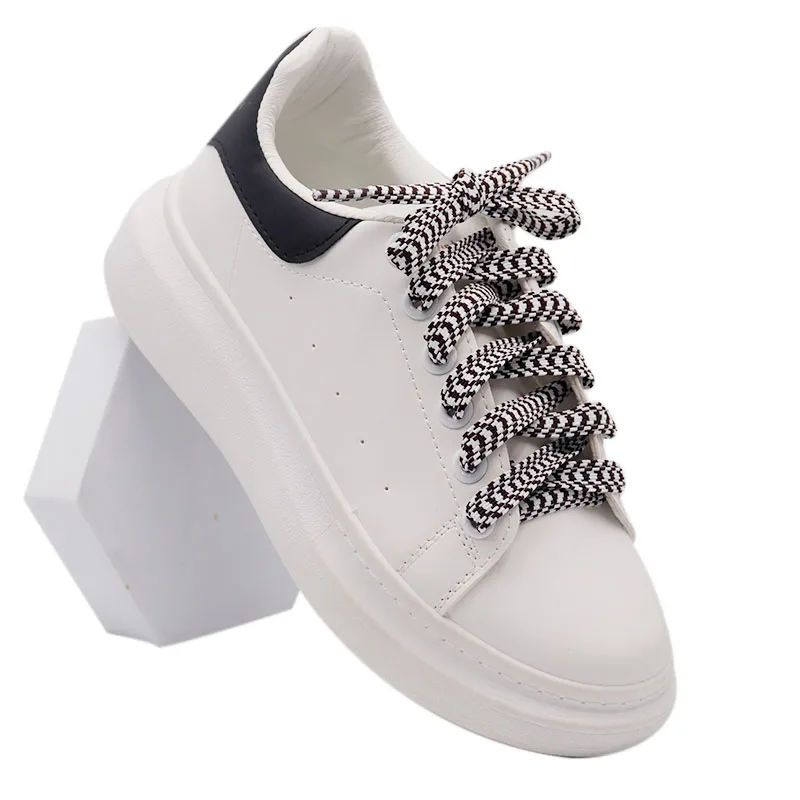 Weiou Lace Accessory Men Women Sneaker High Quality String 10.5MM Elastic Wide Lacet Black Alternate White Thickness Flat Tape