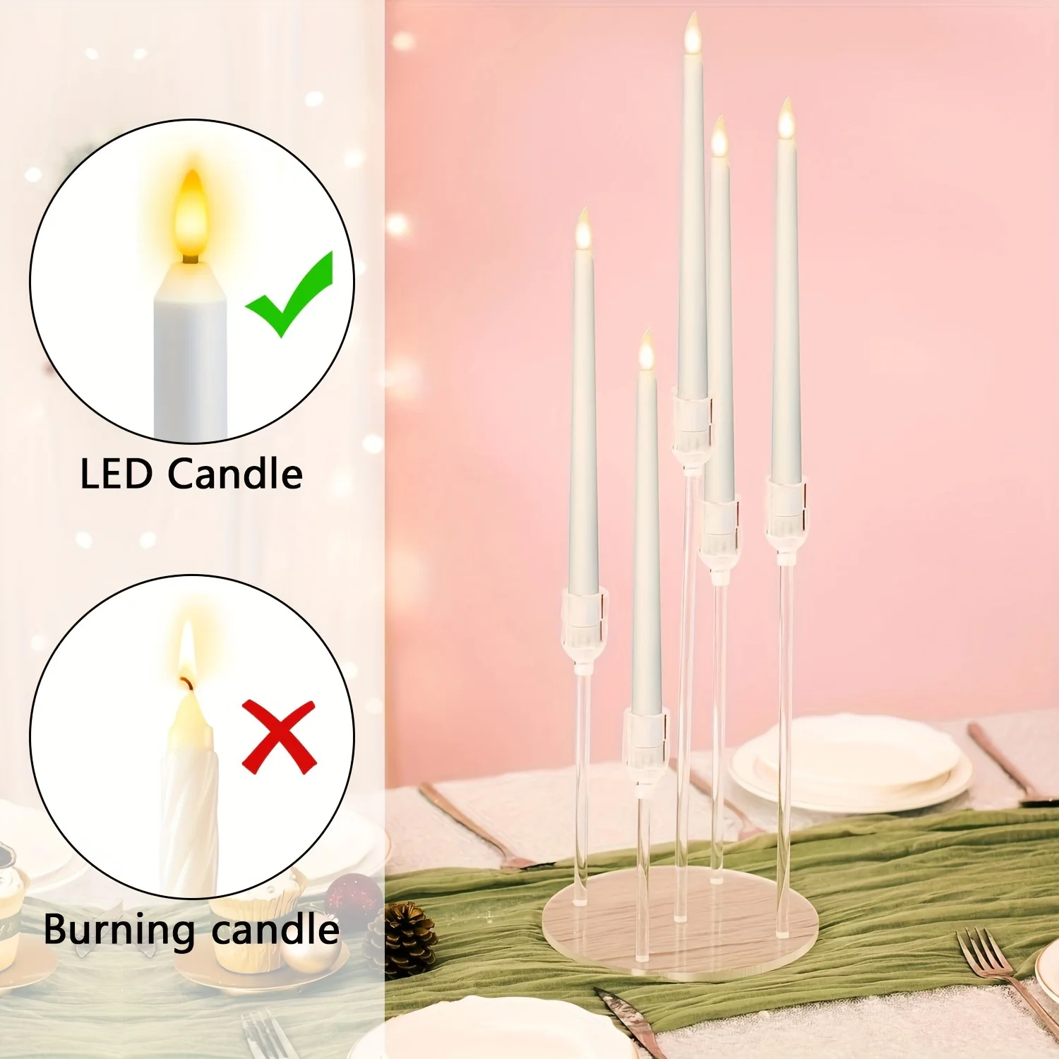 Acrylic Five-head Candlestick Home Decoration Wedding Decoration candle holders