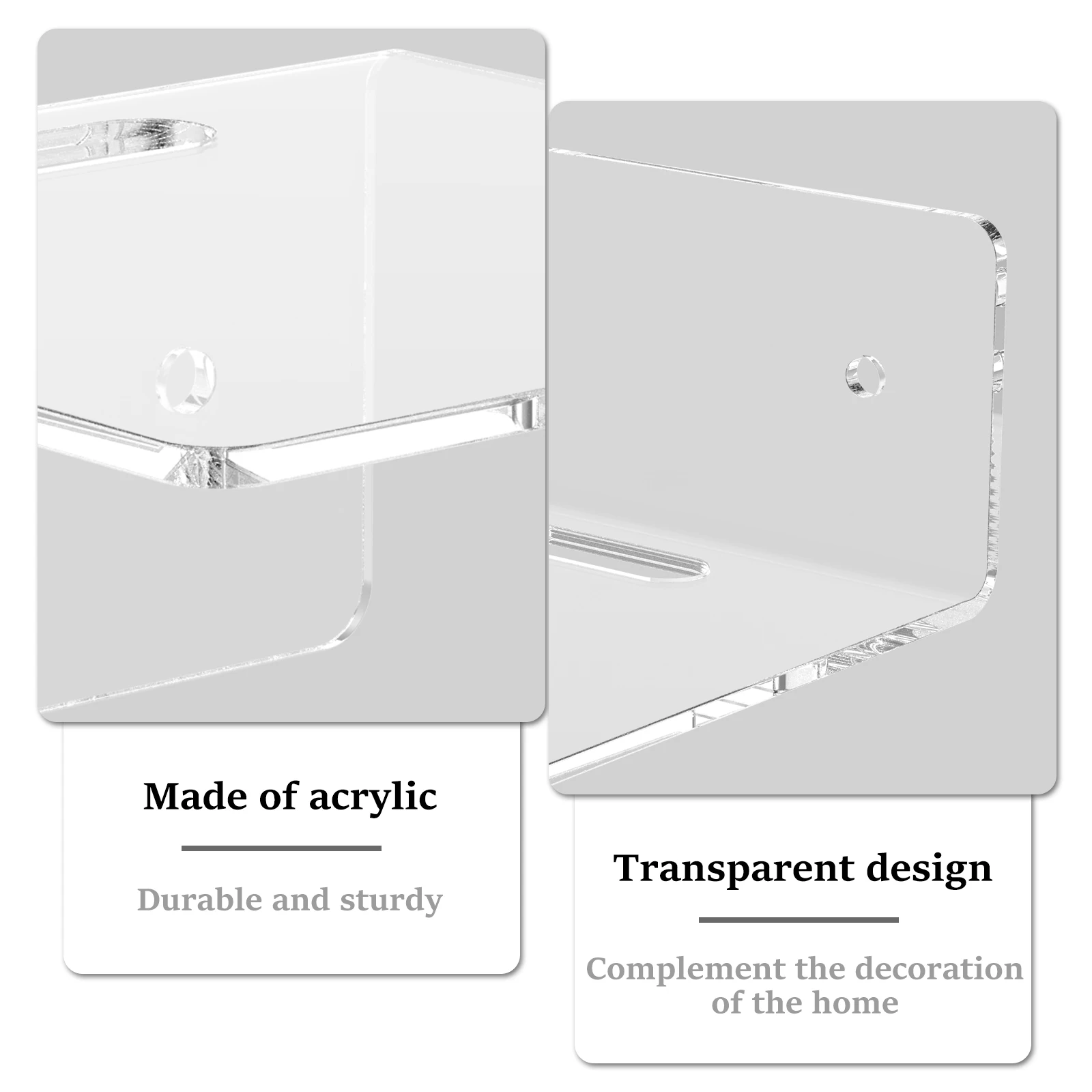 6/12Pcs Acrylic Wall Shelves Floating Shelves Clear Small Shelf Product Display Stand Wall Decoration Storage Rack 4