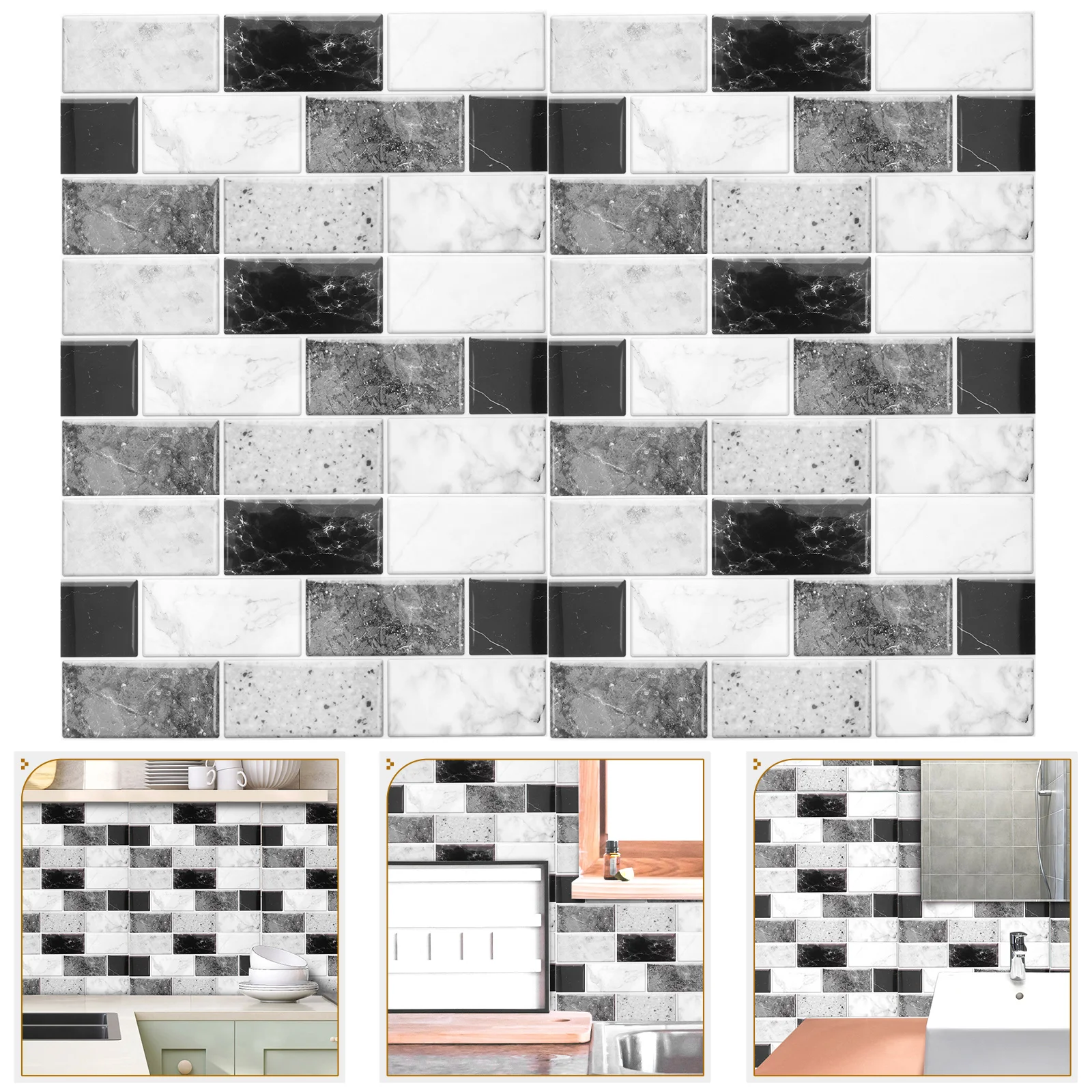 

6 Sheets Vintage Wall Art Sticker Decoration Bathroom Tiles Tailgate Peel and Backsplash Stickers for Kitchen