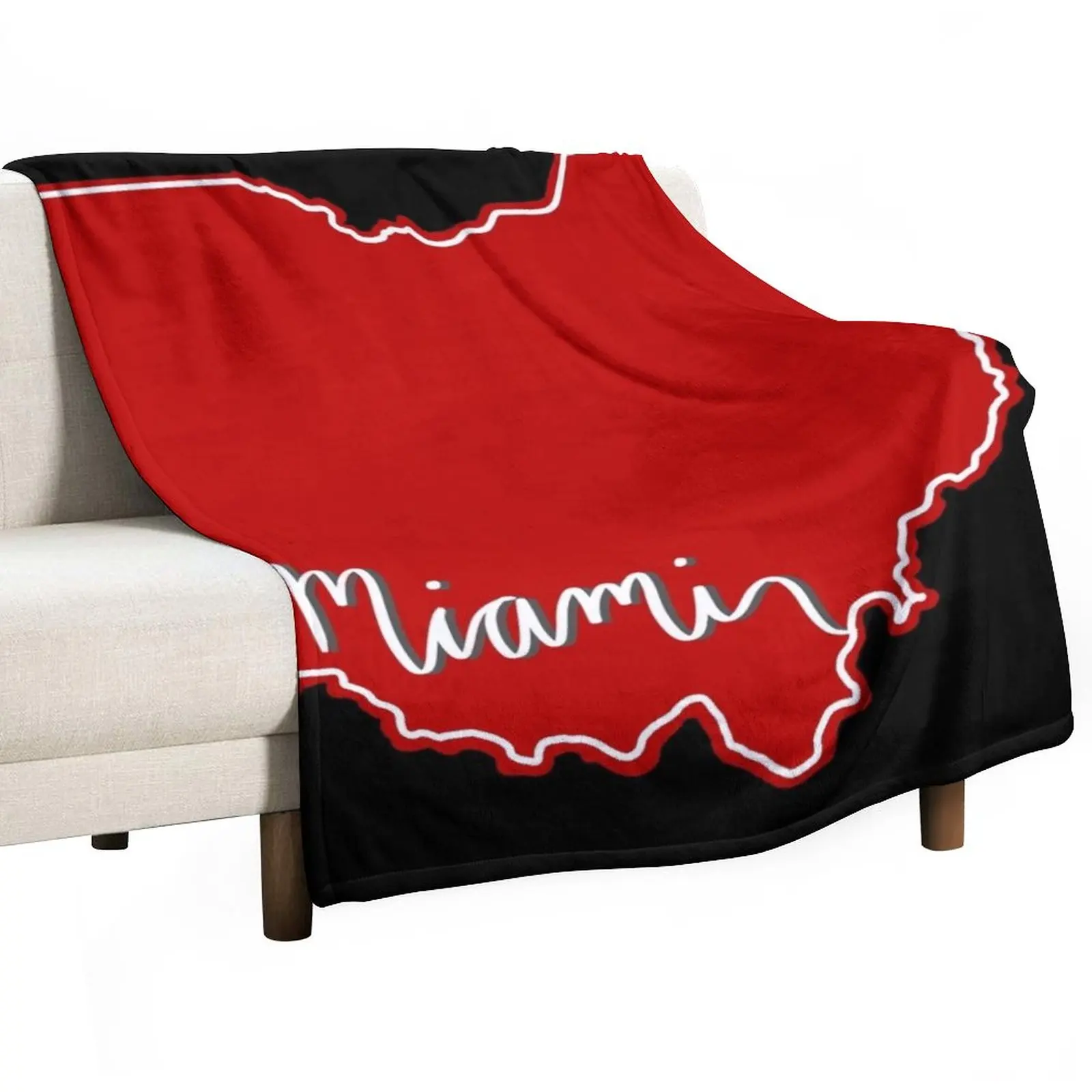 

Miami Caligraphy Ohio Outline Throw Blanket Thermal Blanket Large Blanket Bed linens Retro Blankets