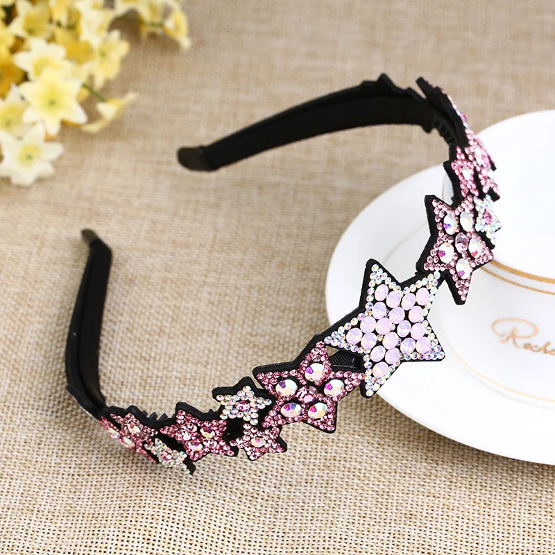 

Korean Style Girl Rhinestone HairBands Delicate Elegant Simple Five Pointed Star Headbands for Women Fashion Hair Accessorie