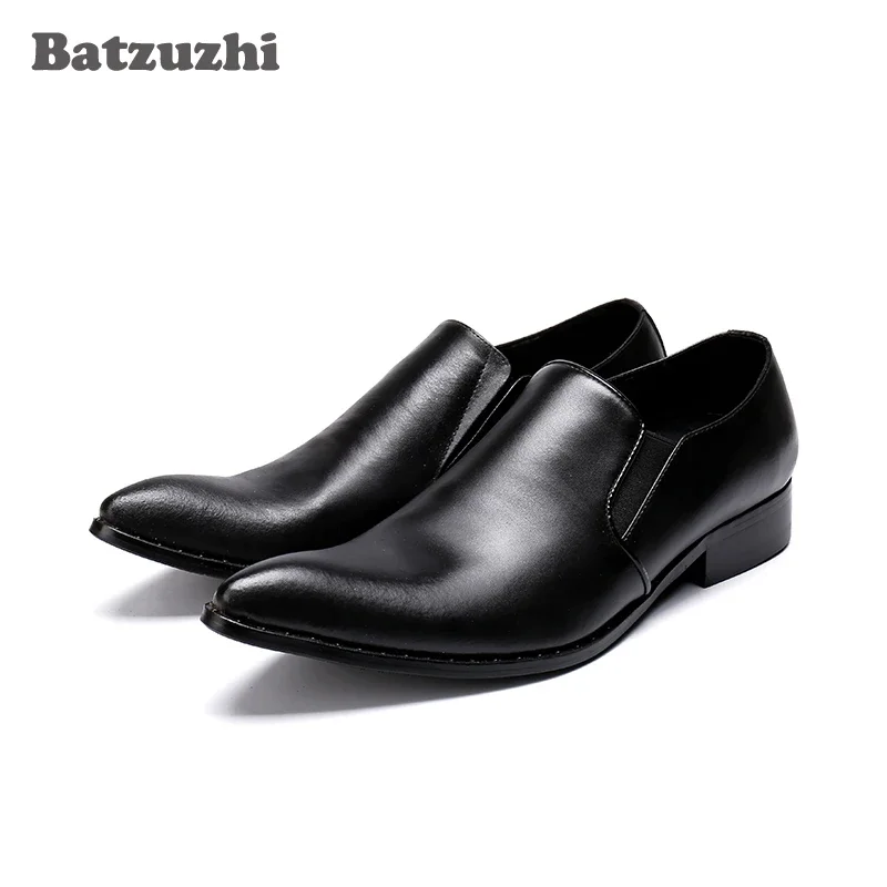 

Batzuzhi Zapatos Hombre Black Genuine Leather Mens Shoes Formal Business Dress Shoes Leather Pointed Toe High Quality, Big US12