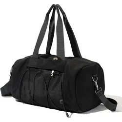 Women's Travel Duffle Gym Bag with Shoe Compartment - Stylish Weekender Tote (Black)