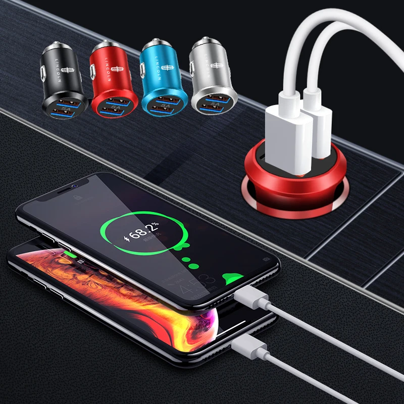 Car Battery 5A Dual USB Smart Phone Quick Portable Charger Fast