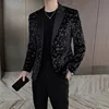 Spring Autumn Casual Suit Jacket Men European American Printed Slim Fit Personalized Suit Jacket Trendy Brand 5