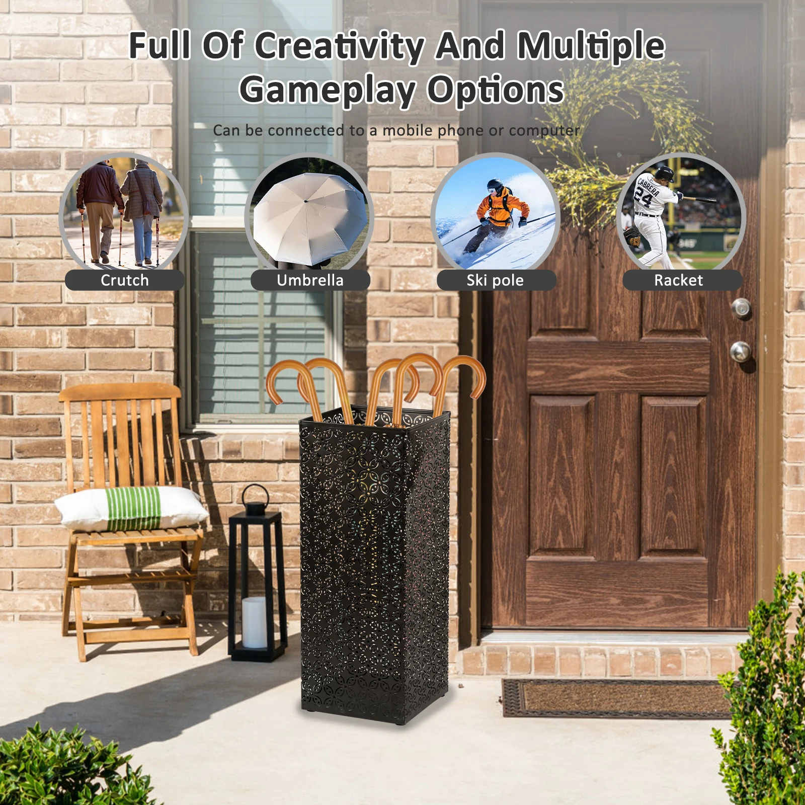 Metal Umbrella Stands Iron Umbrella Bucket Square Stand Standing Stand Bin With Drain Holes Home Supplies