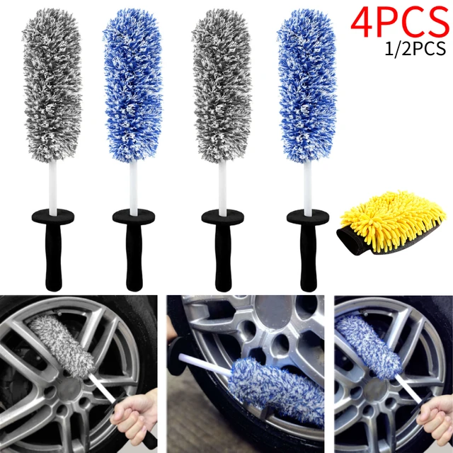 Car Wash Super Brush Microfiber Premium Wheels Brush Non-Slip Handle Easy  To Cleaning Rims Spokes Wheel Barrel Car Accessories - AliExpress