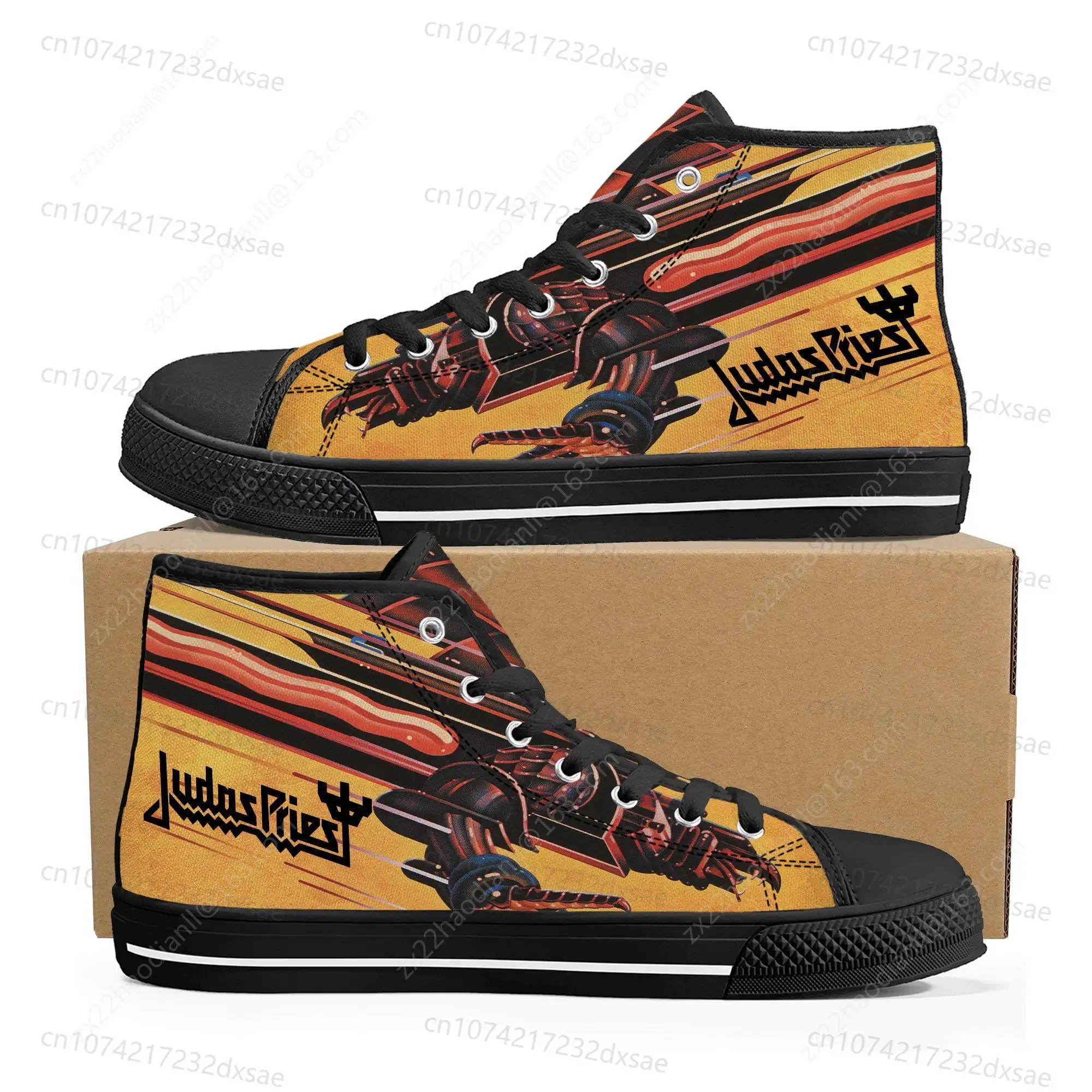 Judas Priest Heavy Metal Rock Band High Top High Quality Sneakers Men Women Teenager Canvas Sneaker Casual Custom Couple Shoes