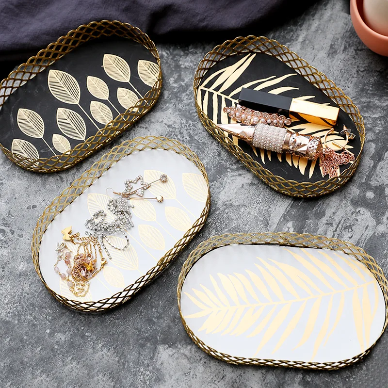Nordic Cross-border Iron Jewelry Makeup Storage Tray Jewelry Store Basket Desktop Storage Box
