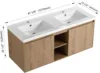 48-Inch Double Sink Vanity Modern Wall Mounted Bathroom Vanity with Double Resin Sink 48" Large Floating Bathroom Vanities Set 2