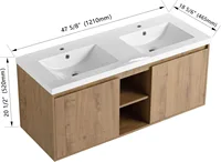 48-Inch Double Sink Vanity Modern Wall Mounted Bathroom Vanity with Double Resin Sink 48" Large Floating Bathroom Vanities Set 2