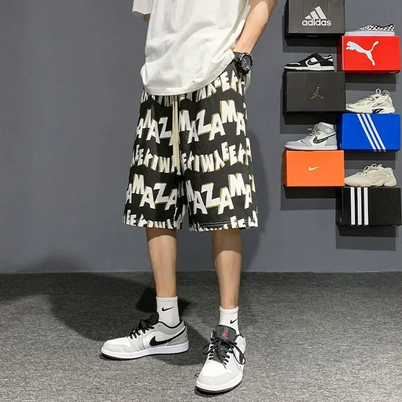 Summer Casual Beach Shorts Men's Loose Large Thin Sports Basketball Trendy Shorts