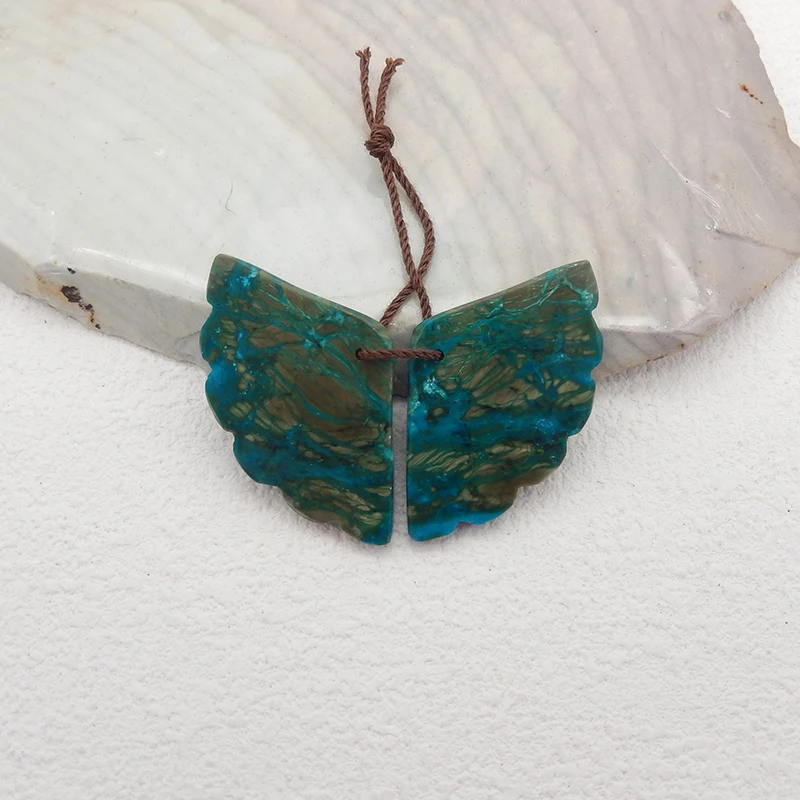 여성용 천연석 크리소콜라 잎 귀걸이 액세서리, 패션 주얼리, DIY 제작 용수철, 여름, 32x20x4mm, 6.2g, 핫 세일