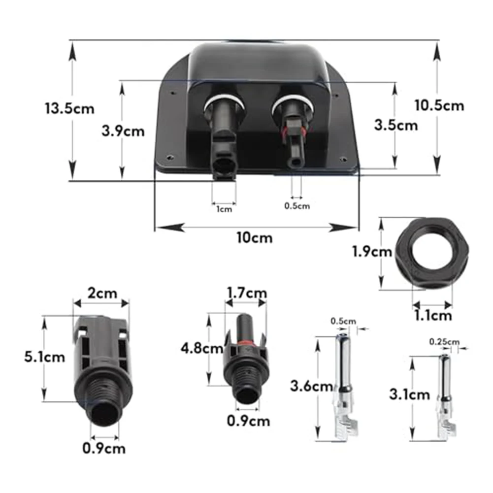 Solar Cable Duct Set of 2 Robust Waterproof ABS Junction Boxes for Efficient Installation on For Motorhomes and Caravans
