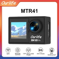 Ourlife MTR41 Action Camera 5K Video 2.00" Touch Screen 5X Zoom 170° 30M Waterproof EIS Action Cam Bicycle Helmet Sports Camera 1