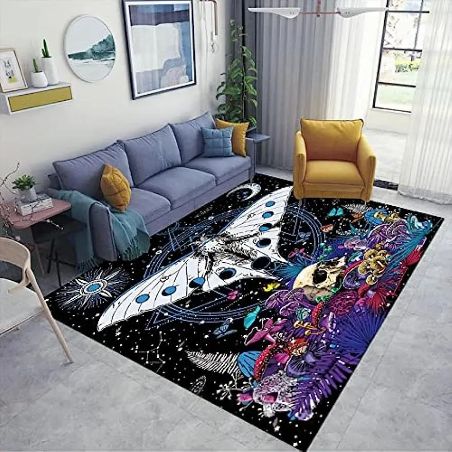 

Коврик для спальни с изображением черепа бабочки солнца Луны мандалы нескользящий ковер для кухни гостиной столовой напольный коврик