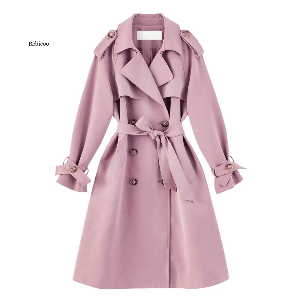 

Женский свободный Тренч с отложным воротником, длинное пальто большого размера в уличном стиле, новинка 2022