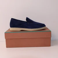Classic Lor*p New Men's Chamois Leather Lazy Shoes Driving Flat Bottom Casual Foreign Trade Single Shoes Women's Rubber 2