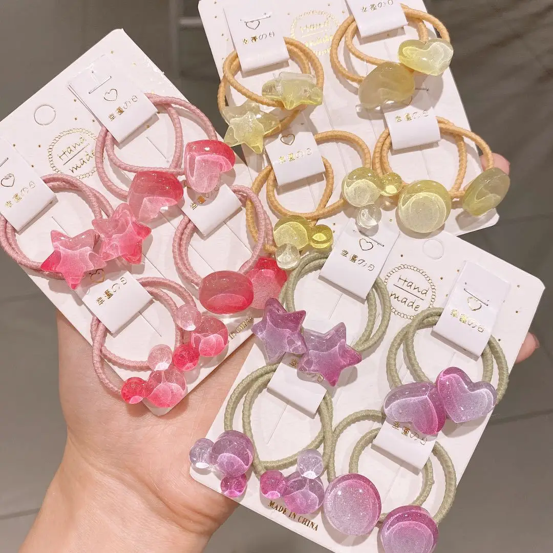 

[8-Piece Set] Children's Hair Accessories New Baby Rubber Band Jelly Transparent Cartoon Stars Does Not Hurt The Hair Headdress