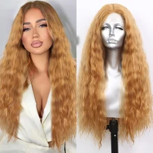 

Sivir Synthetic Wig Lace Wigs For Women 26' Dark Root Blonde Brown Long Wavy Ombre Heat Resistant Culry Wave Hair