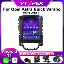 Vtopek – autoradio Android 11, lecteur multimédia vidéo, stéréo, 2din, pour voiture Opel Astra J, Vauxhall, Buick Verano (2009 – 2015), Style Tesla
