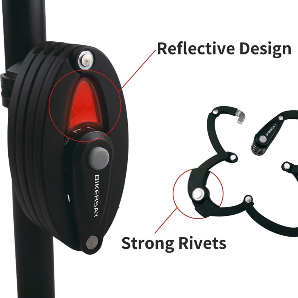 BIKERSAYBicycleChainCablePadlockPortableFoldableBikeLockAnti