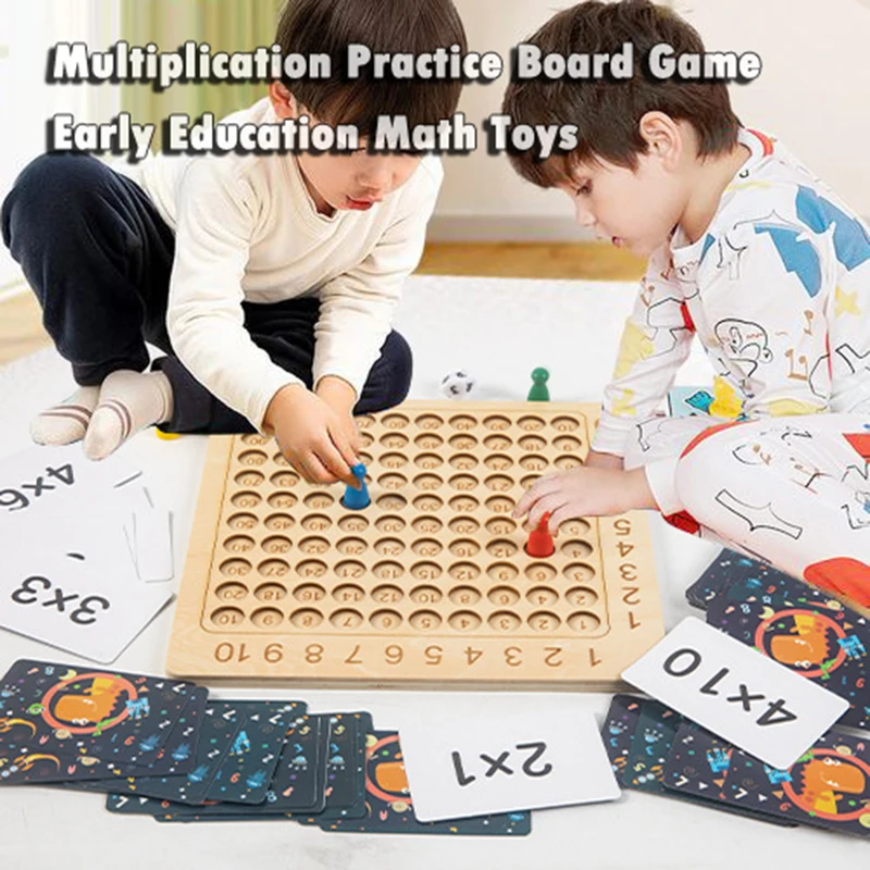 Montessori Learning Educational Toys Wooden Multiplication Board Game Kids Math Counting Hundred Board Interactive Thinking Game
