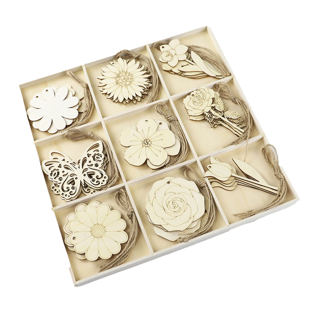 

Упаковка из 36 деревянных украшений, изысканные практичные подвесные деревянные украшения «сделай сам»