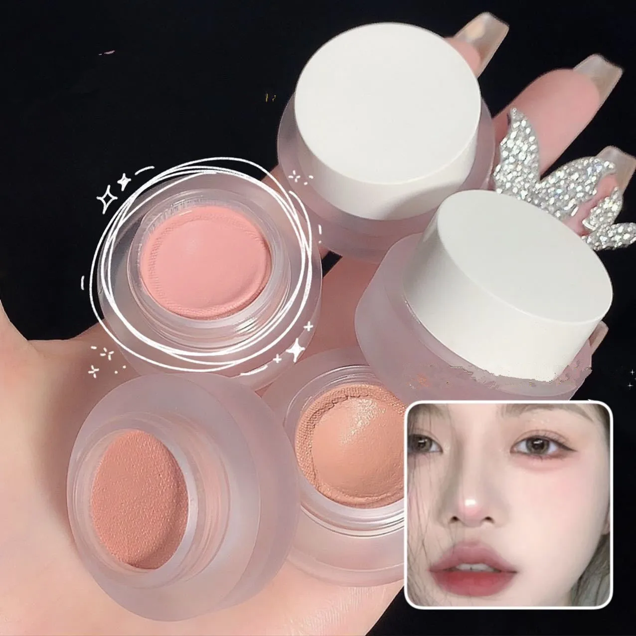 Peach Blush Paste Clay Nude Natural Matte Mousse Rouge Woman Monochrome Expanded Shrink Cheek Purple Eyeshadow