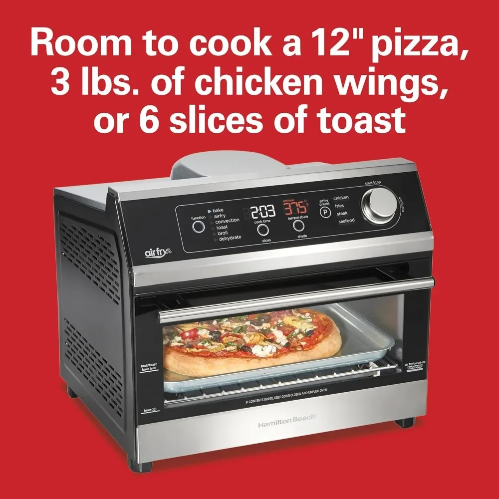 LED Touch Controls Digital Toaster Oven Air Fryer Combo, 10 Ways Cook, 4 Preset Functions, 2 Rack Positions, Stainless Steel
