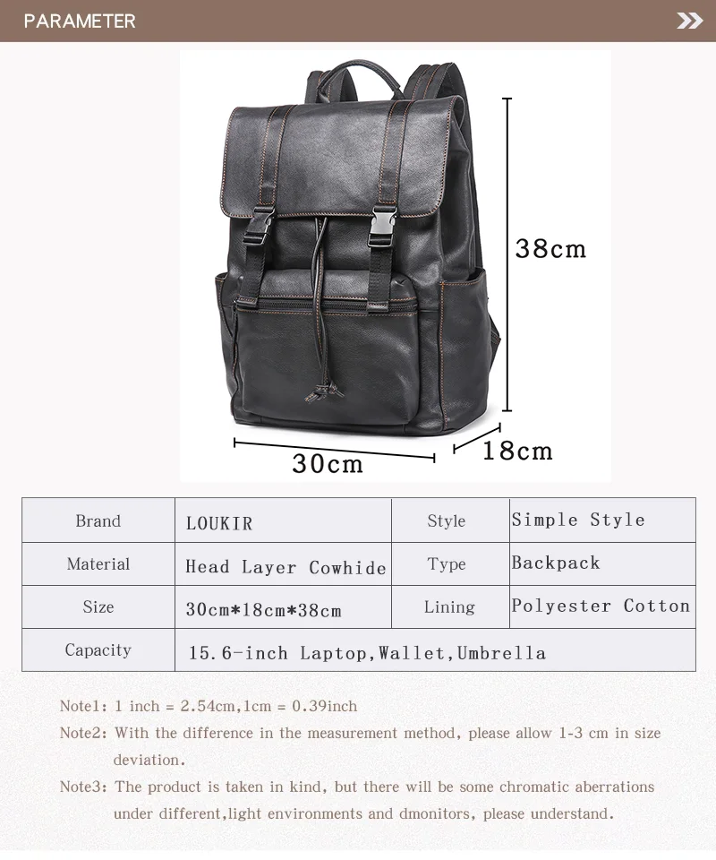 LUOKIR Neue männer Echte Leder Rucksack Top Schicht Rindsleder Große Kapazität Computer Rucksack Lässig Reise Rucksack Schule Tasche – Detail 2