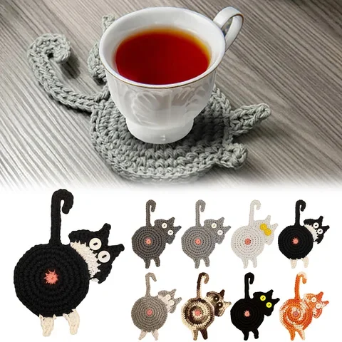 

Durable Cat Butt Coaster Tea Coffee Cup Coaster Placemats Heat Resistant Coasters Bowl Pad Table Mat Home Decoration posavasos
