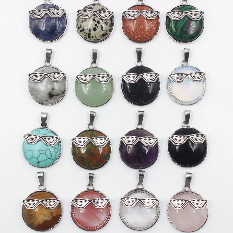 

15 шт. Подвеска из натурального камня винтажная резьба в форме солнцезащитных очков Полые Подвески кристалл агат ювелирные изделия ожерелье аксессуары для изготовления