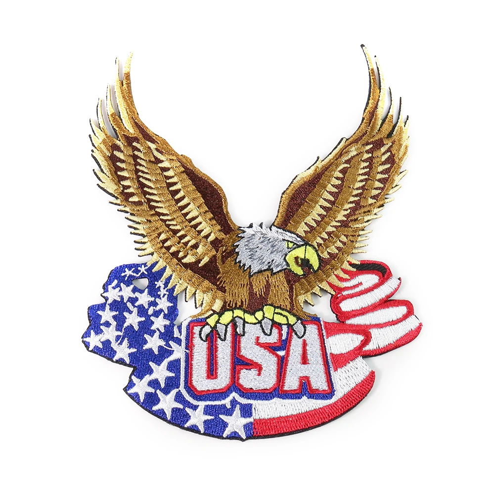 Bald Eagle USA Flag Embroidery Applique Iron on Patch DIY Clothing