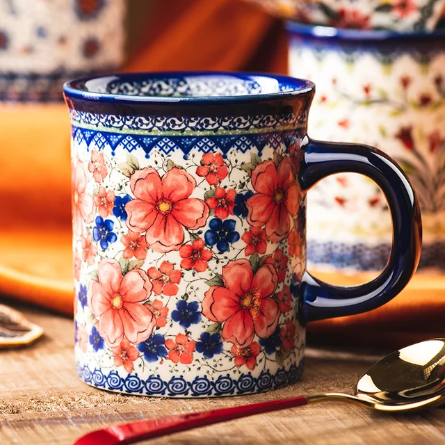 Vintage Floral Ceramic Coffee Mug 5