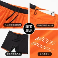 2 in 1 Marathon Shorts Quick Dry Long Distance Running Training Sports Men Gym Summer Pockets Lining Track And Field Shorts 2