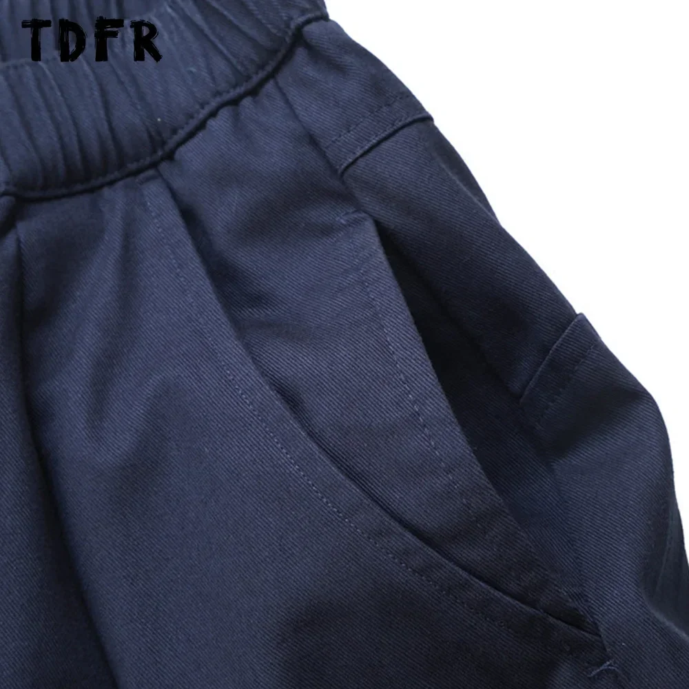 Solid Color Wide Leg Cargo Pants Mens Baggy Pleated Streetwear Elastic Waist Casual Loose Trousers Men casual pants