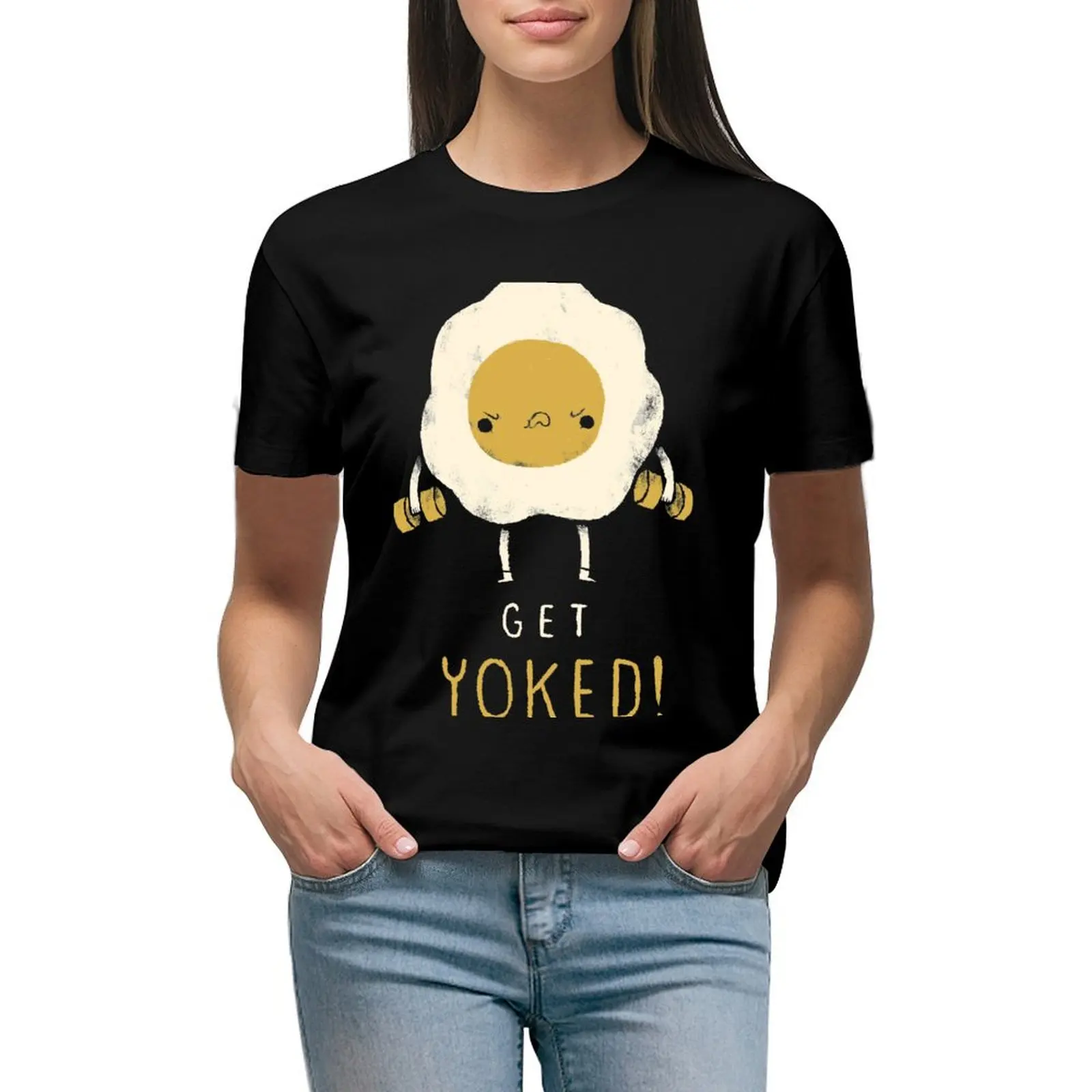 

get yoked T-Shirt funny anime clothes blanks shirts graphic tees white t shirts for Women