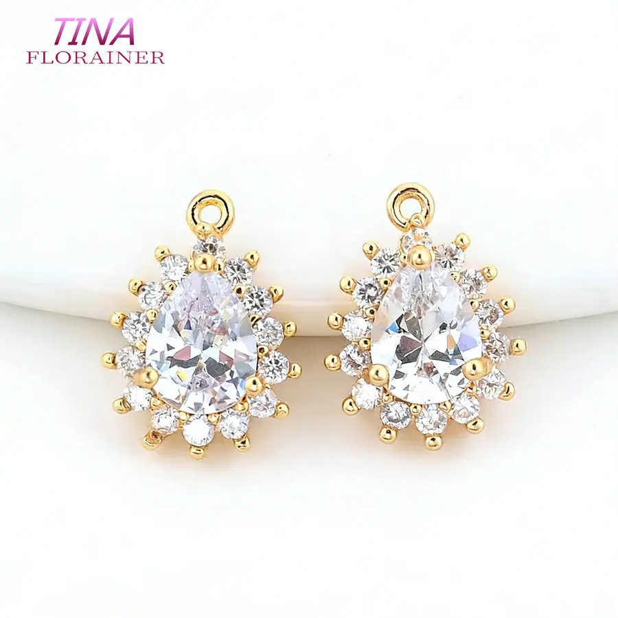 11*15MM 14K Gold Farbe Messing und Zirkon Drop Charms Anhänger Schmuck Machen Liefert Diy Halsketten Erkenntnisse zubehör