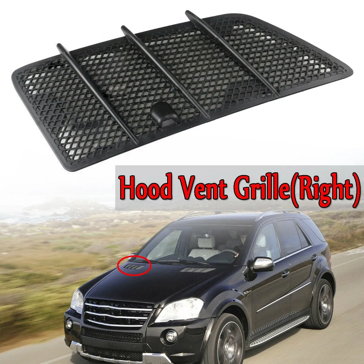

Car Hood Upper Air Vent Grille Cover Trim for Mercedes Benz W164 ML GL 320 350 450 550 63AMG 2008-2011 1648804405 Right