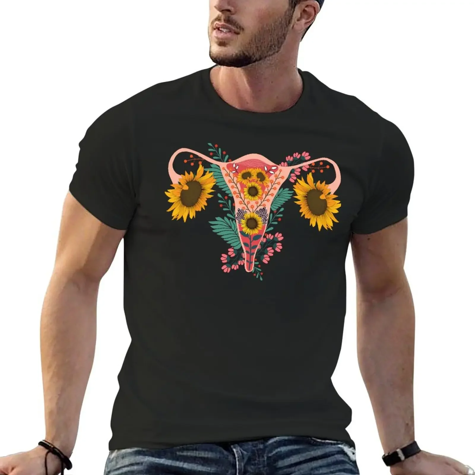 Mind Your Own Uterus Floral My Uterus My Choice T-shirt plus sizes plain quick-drying mens workout shirts