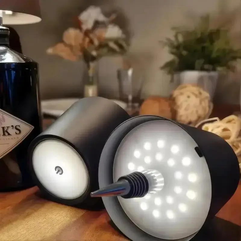 와인병 LED 무선 테이블 램프 3색 무단계 조광 USB 충전식 식탁등 음료 램프 탑 터치
