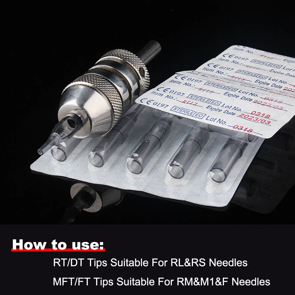 50Pcs/box Disposable 3/5/7/9/11/14/18DT/RT Transparent Tattoo Needle Plastic Tips Kit Tattoo Machine Sterile Nozzle Tatto Supply