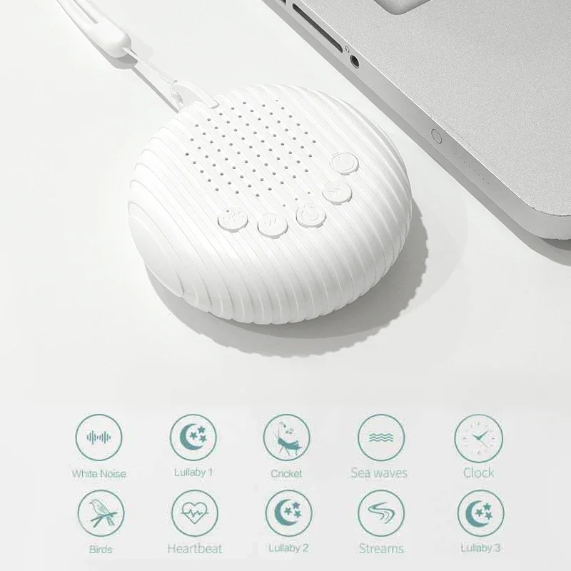White Noise Sound Machine Portable Baby Sleep Machine 10 Soothing Sounds Volume Adjustable Built-in Rechargeable Battery USB white noise machine sleep aid device