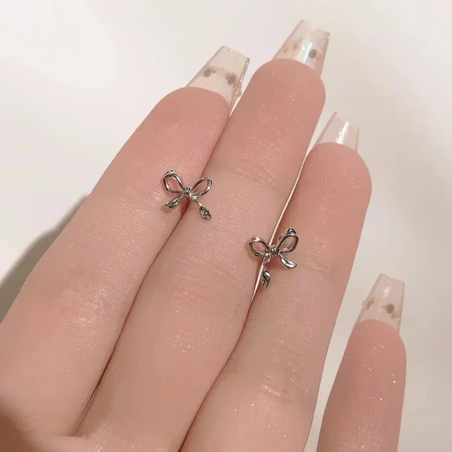 2024 New Silver Color Simple Small Butterfly Stud Earrings for Women Hypoallergenic Daily Wear Ear Girls Pierc Gifts 3